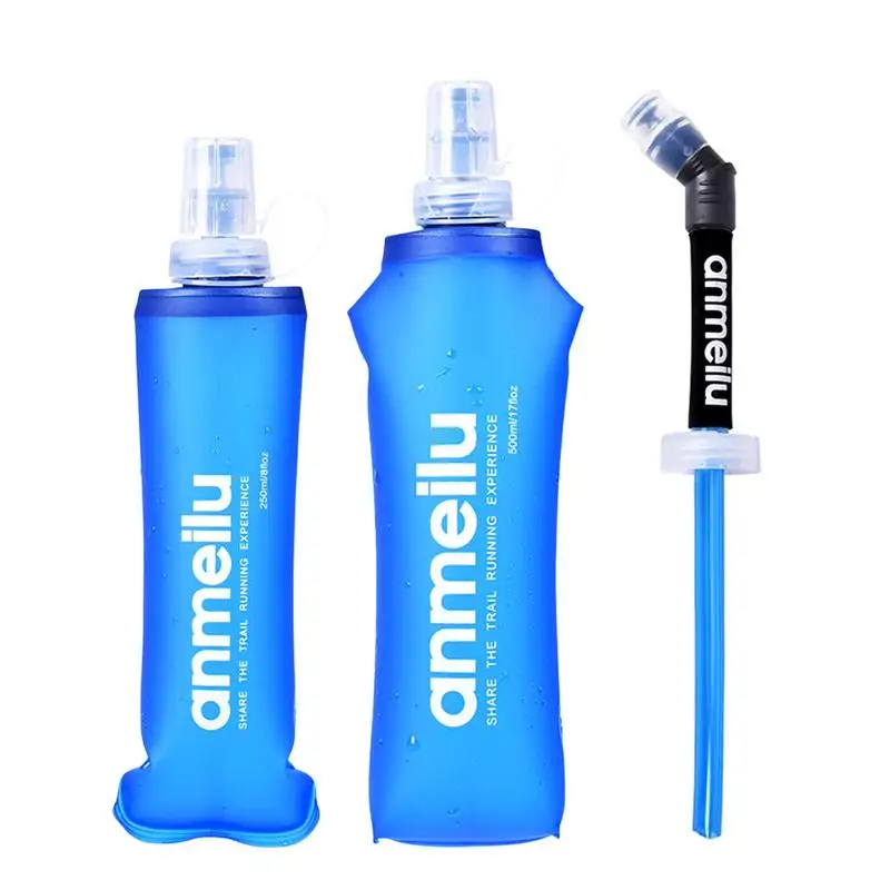 250/500ml Folding Water Bottles Running Sport Bicycle TPU Soft Lightweight Flask Water Bag Collapsible Flask For Running camping