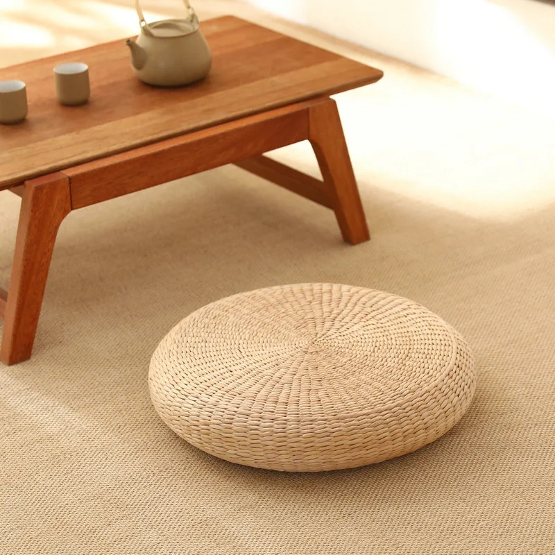 Japanese Style Round Tatami Cushion Yoga Meditation Floor Cushions Handmade Pillow Floor Natural Straw Cushion Decor Mat Sit 2