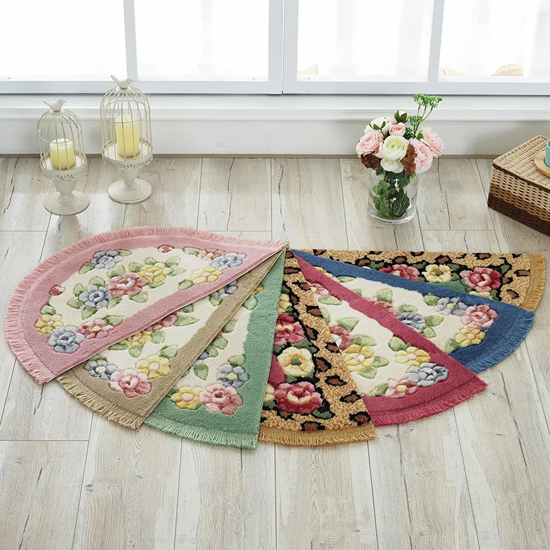 Non-Slip round Door Mat Batoom Entrance Living Room Bedroom Floor Mat Water Absorbent Door Teold Mat Handmade Fiber Art