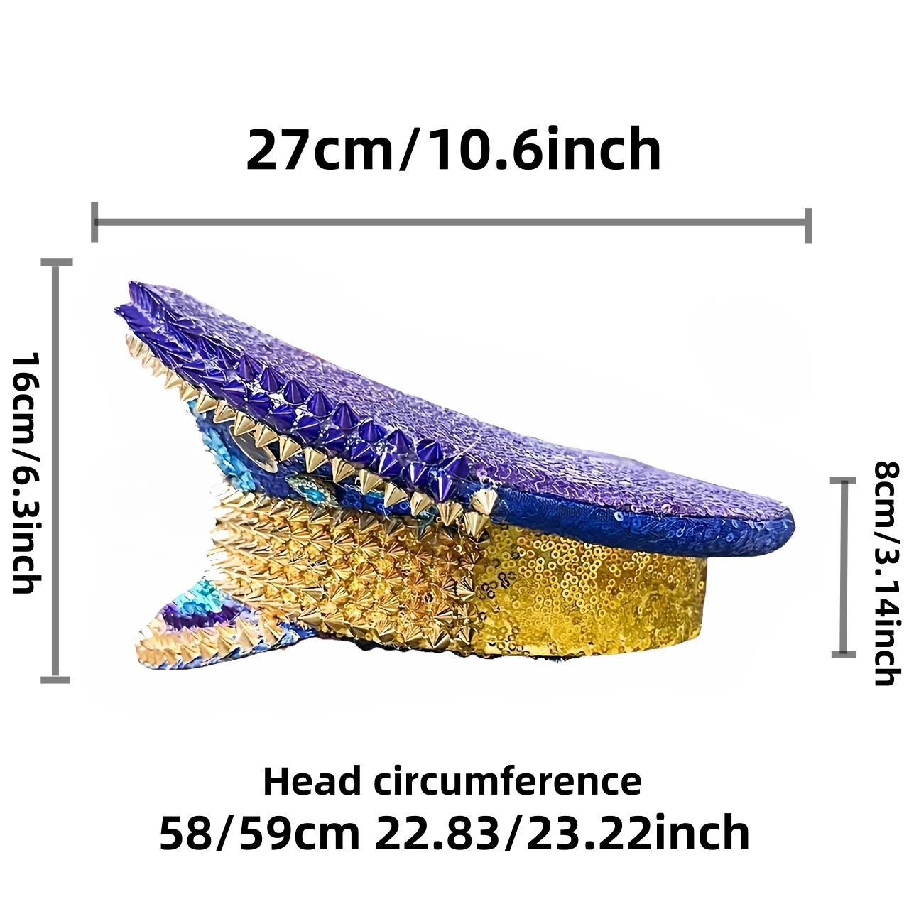 Costume Hat Ramadan Festival Captain Moon Gold Rivet Unisex Adult Military Rhinestone Hen Do Steampunk Masquerade Party