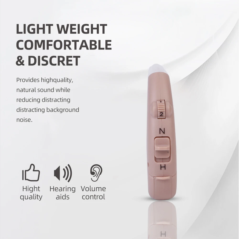 BTE Hearing Amplifier Adults Seniors Hearing Assist Sound Device Earbuds Voice Enhancer PASD