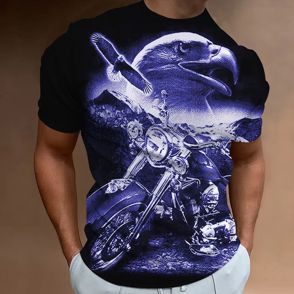 American Eagle Pattern Men'S Tees 3D Motorcycle Printing T-Shirt