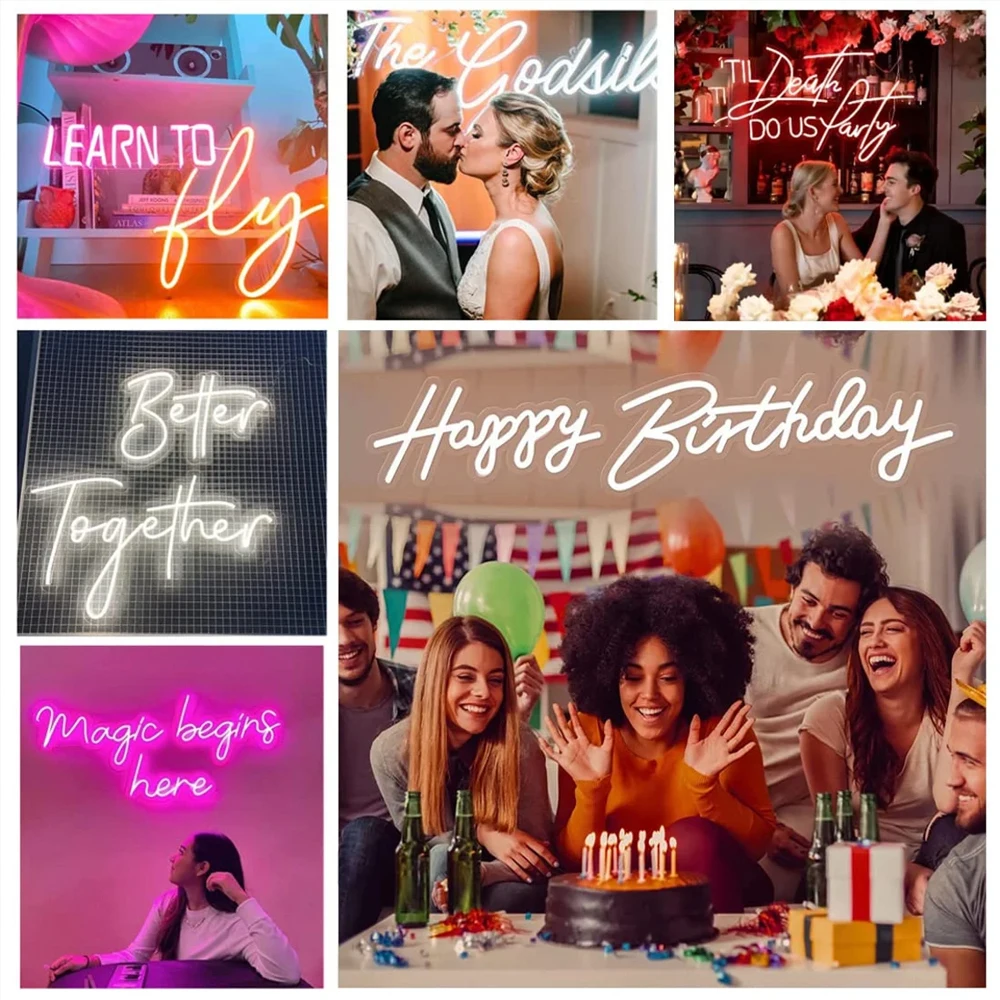 맞춤형 네온사인, 벽 장식 램프, 침실, 결혼, 생일 선물, 파티, 바, 상점 로고 장 개인 맞춤 LED 네온사인
