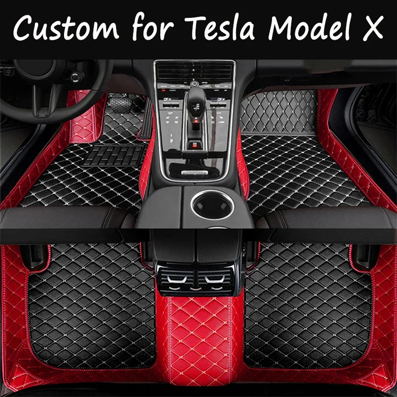 

Car Mats For Tesla Model X 7 Seat 2015~2022 Full Set Luxury Carpets Rug Anti Dirt Pad Leather Mat Car Accessories Tapete Carro