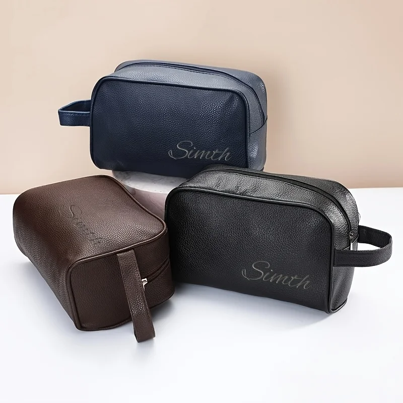 Personalisierte Leder-Kosmetiktasche mit großem Fassungsvermögen, hochwertig, geeignet für Männer und Frauen, ideales Geschenk für die Kosmetikaufbewahrung.