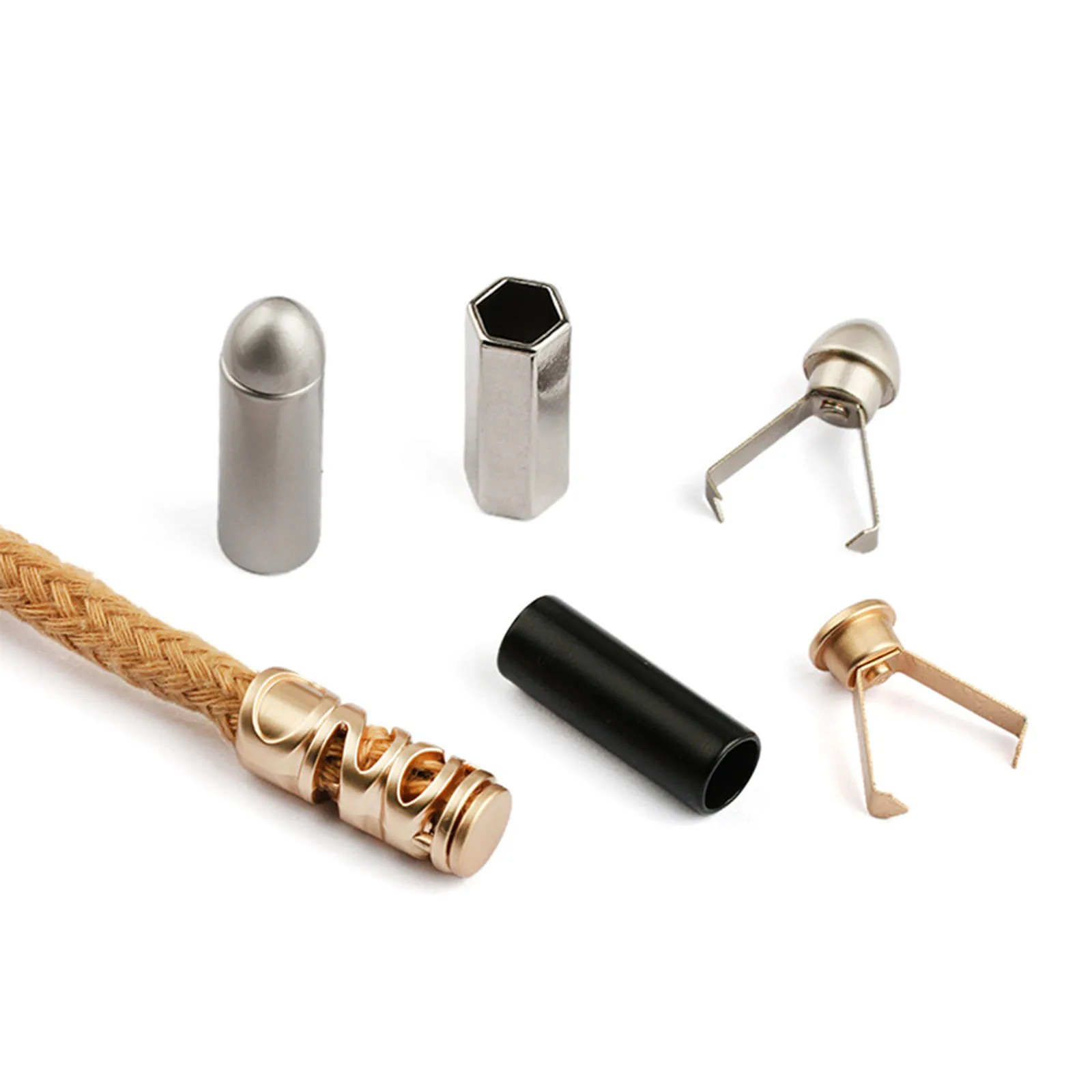 Alloy Cord Lock Stopper Sweater Shoelace Rope Buckle Pendant Clothing Bag Metal Cylinder End Clip DIY Sewing Accessories 10PCs sewing tools craft supplies cord lock toggle clip