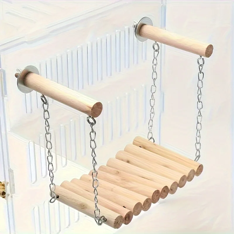 Hand-Made Wooden Bird Swing with Perch — 1 Pc