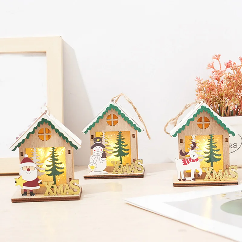 

Cross-Border New Christmas Decorations Glow Chalet Beautiful Snow House Christmas Tree Decoration Diy Gift Window Display