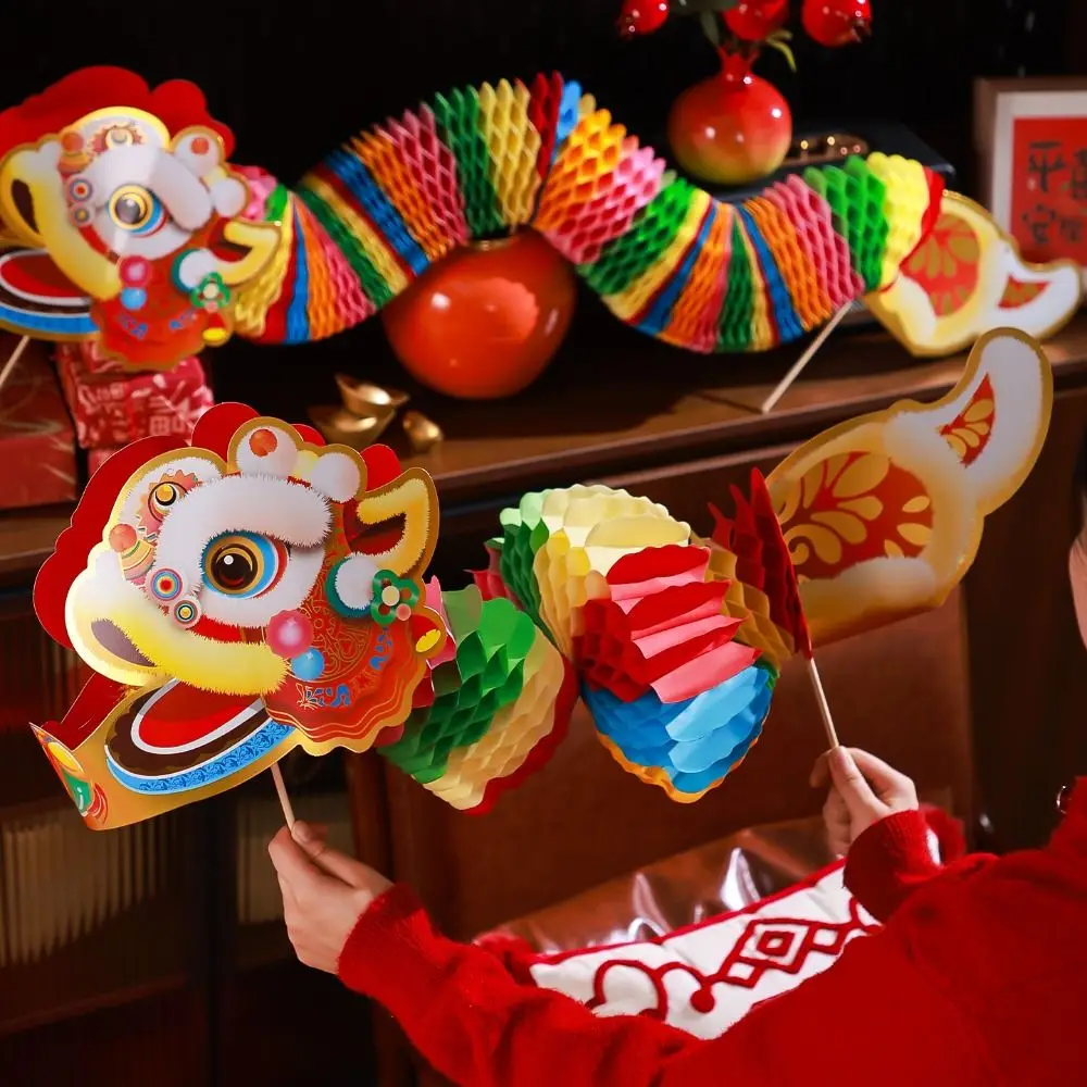 Chinese Style Paper Dance Dragon Handmade Handicrafts Chinese Handheld Dragon Paper Dragon Spring 3D Decoration