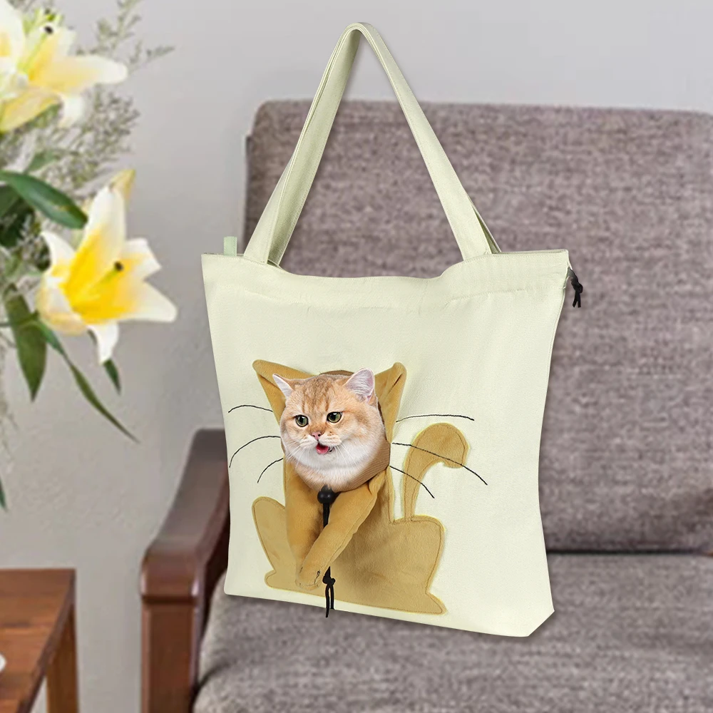Pet Canvas Handbag Portable Cat Carrying Bag Soft Pet Carrying Outgoing Travel Pets Handbag With Safety Zippers Bag
