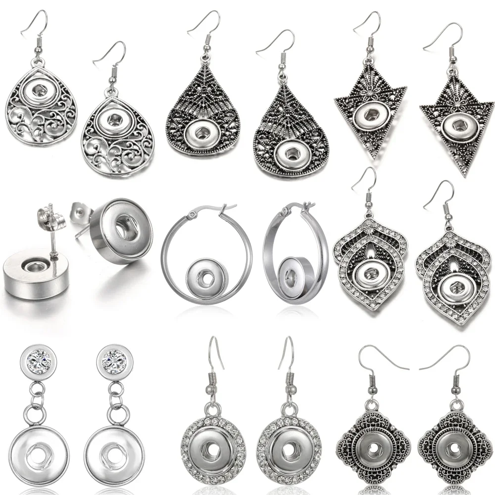 12mm Snap Jewelry Earrings Metal Snap Button Earrings Eardrop Mini DIY Snaps Buttons Earring Jewelry Making