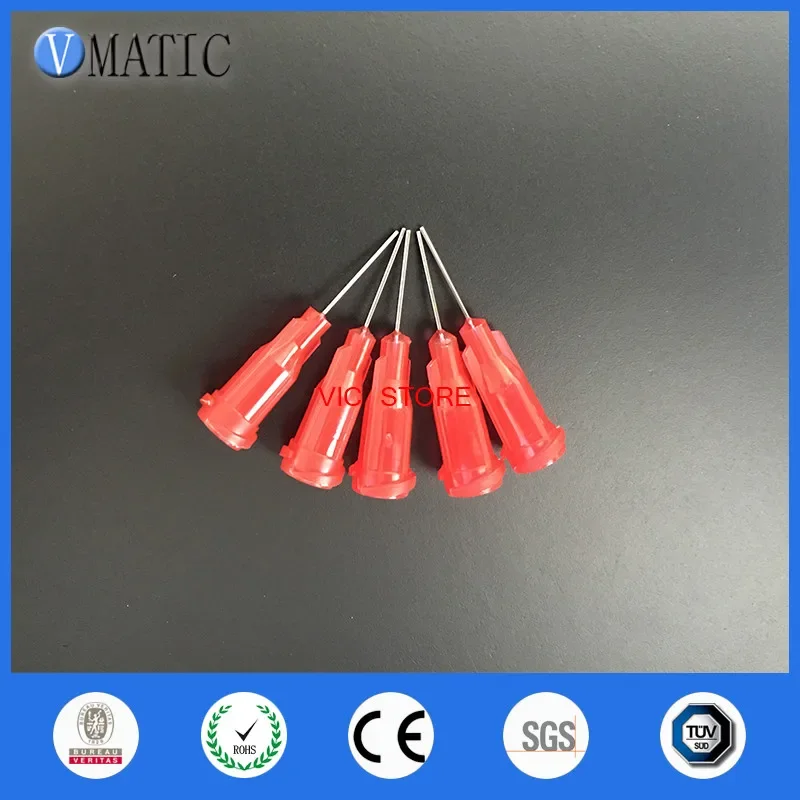 Plastic Syringe Needle Tip 100Pcs 25G Red 0.5'' 1/2 Inch Length Glue Dispensing Needle Tips Nozzle
