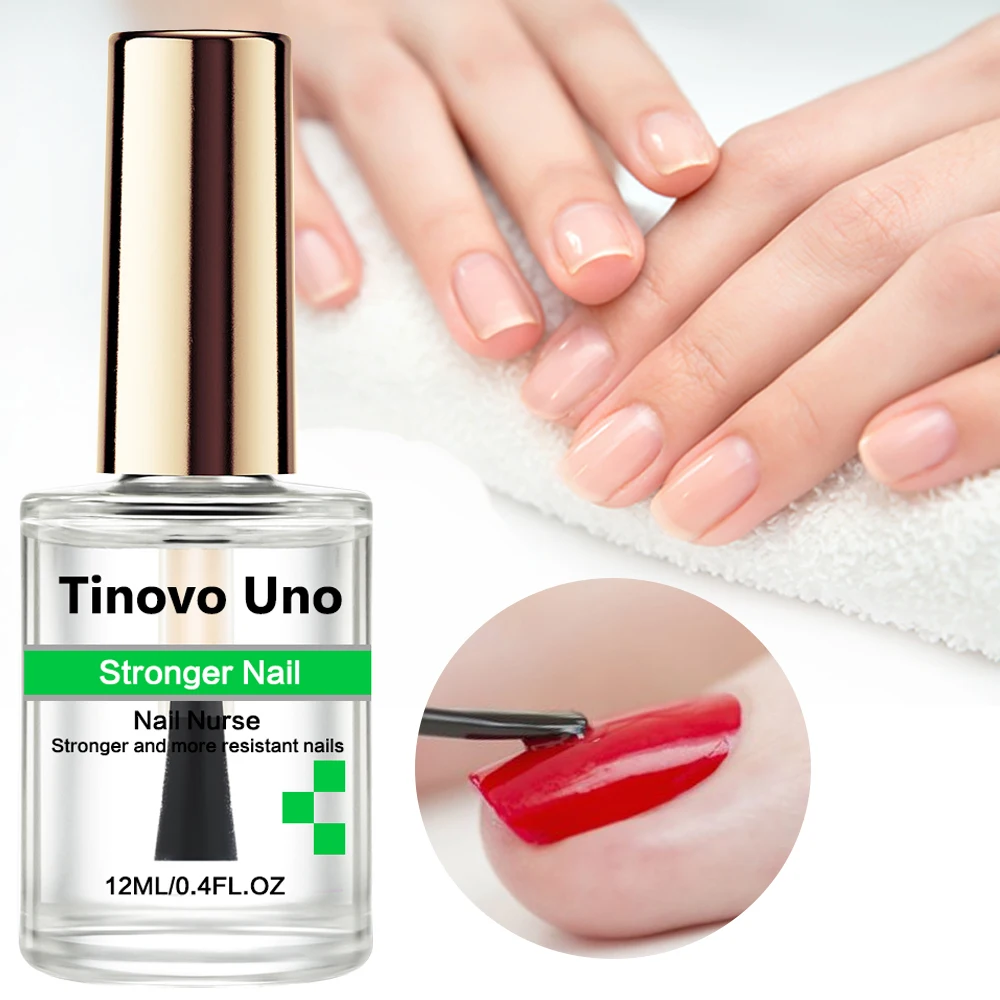 Tinovo Uno Stronger Nail Strengthener Clear Natural Dry Nail Hardener Bright Oil Polish Top Coat For Repair Thin Soft Nails nail hardener