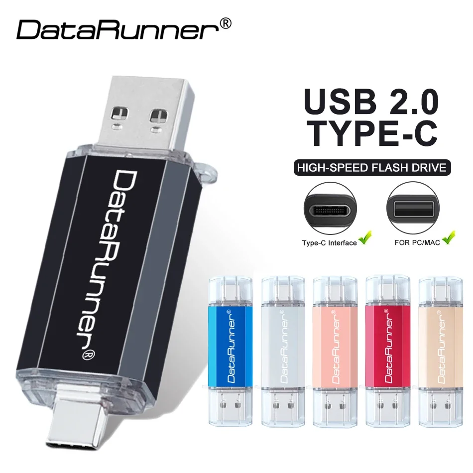 

DataRunner USB Flash Drive 32GB Pen Drive Cle USB Stick 2.0 128GB for Type C Android/PC 64GB 16GB 8GB Memoria USB Pendrive