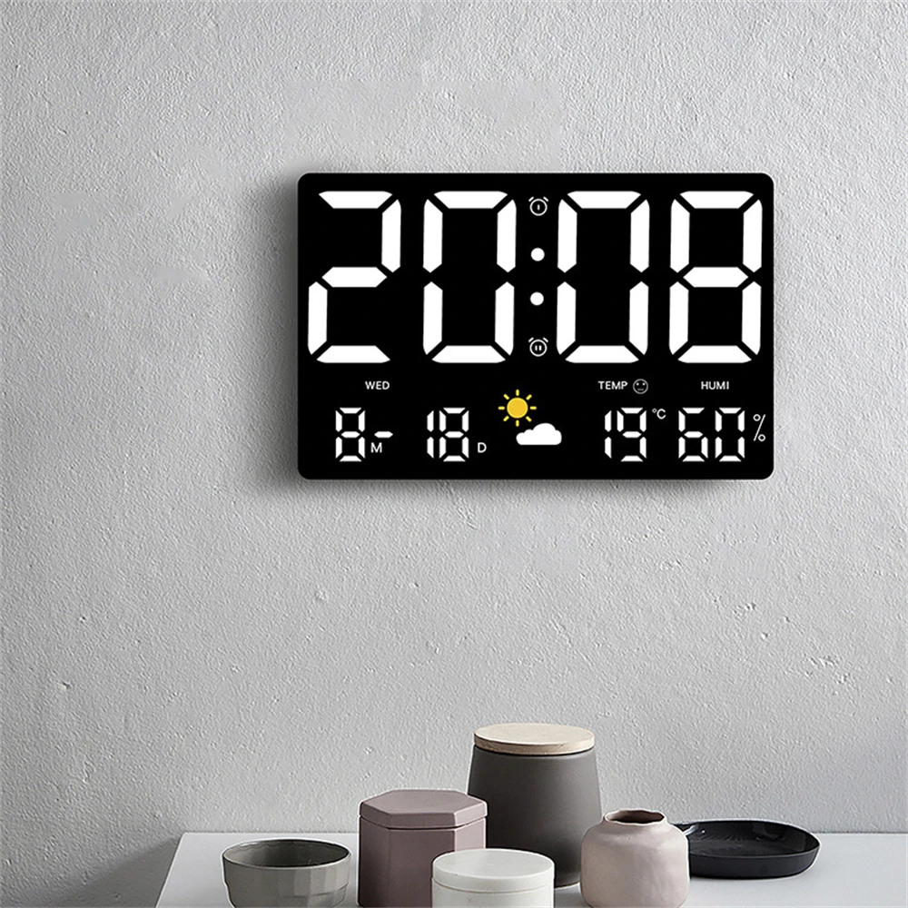 

Digital Wall Clock Led Large Screen Electronic Clocks Multifunctional Color Temperature Humidity Weather Clock Home Decoration