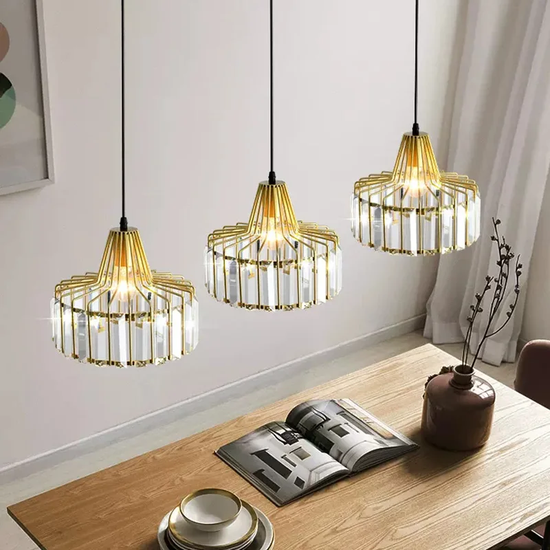 Pendant lights Vintage pendant lights Pendant lamp Nordic Crystal LED Pendant Light 1/2/3 Head Dining Room Hanging Fixture For Living Room Bedroom Indoor E27 Decor Lamp