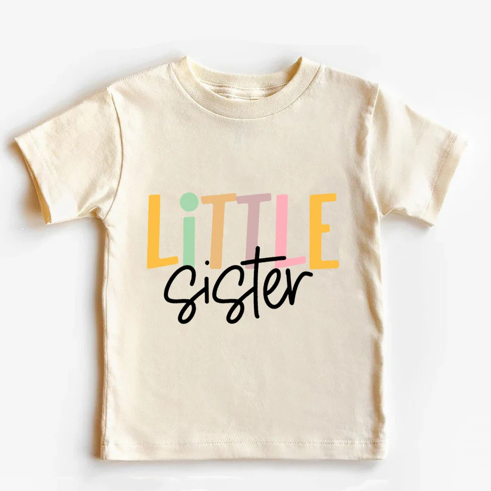 Big Brother Littler Sister Printed Kids Shirt Summer Sibling T-shirt Tops Boys Girls Short Sleeve Tee Clothes Child Retro Outfit 4