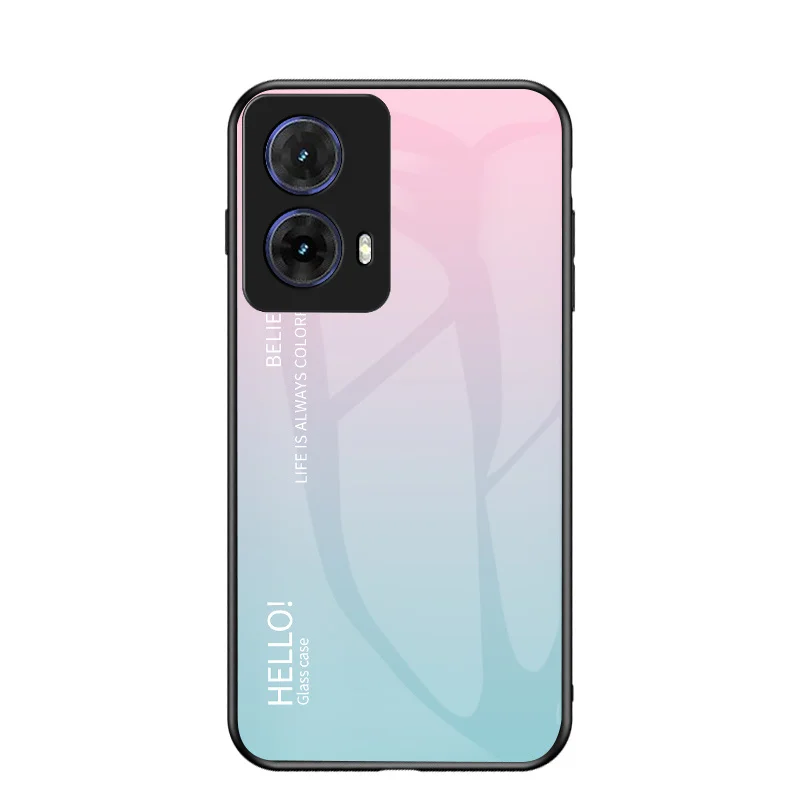 Gradient Tempered Glass Hard Back Cover with Silicone Bumper
