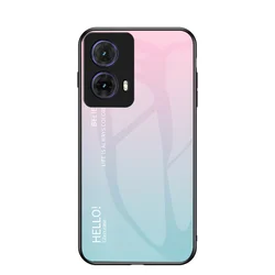 Gradient Tempered Glass Hard Back Cover with Silicone Bumper - Motorola Moto G85 (Pink Blue)