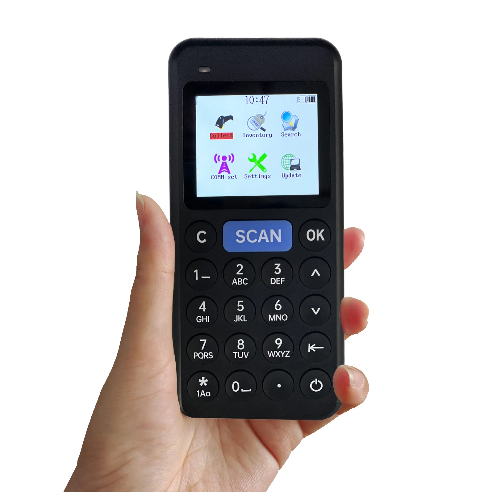 Portable 1D/2D QR Code Scanner Handheld Data Collector 2.4" LCD Screen Inventory Counter USB Receiver