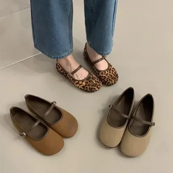 Fashion Women's Flat Shoes Round Toe Leopard Print Shoes Women Casual Breathable Slip-on Flat Outdoor Ladies Shoes 2025 New 1