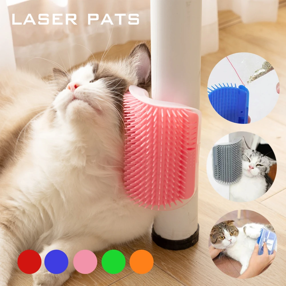 Cat Self Groomer With Catnip Soft Cats Wall Corner Massage Cat Comb
