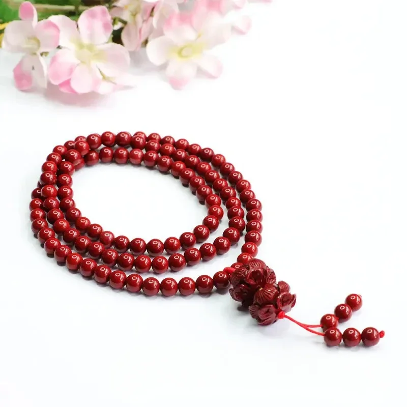 

Customized Red Organic Cinnabar 108 6MM Beads Bracelet Accessories Buddha bead prayer Bangle Charm Jewellery Fashion Amulet Gift