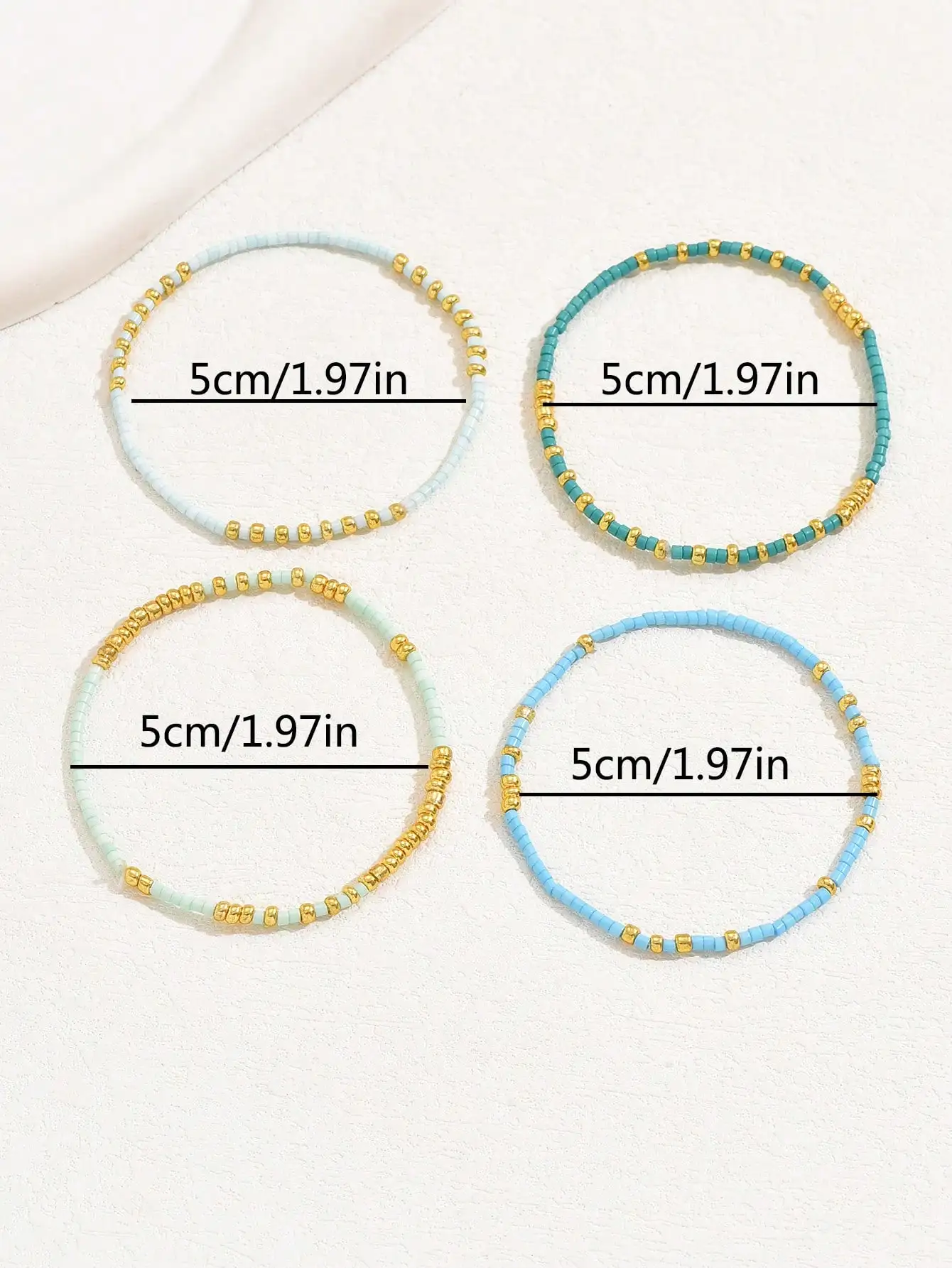 Turquoise Seed Bead Stretch Bracelet Set - Handmade Bohemian Jewelry for Girls