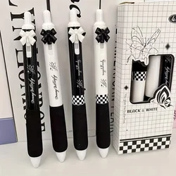 Elegant Black and White Butterfly Pen with 3D Bow and Soft Sponge Handle, 0.5mm Fine Black Ink (Black)