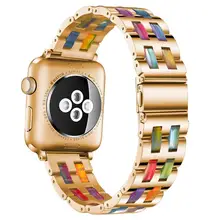 

Luxury Resin strap for Apple Watch Band 40mm 44mm 38 42mm for iWatch 7 45mm41mm iwatch 6 5 4 3 SE Bracelet Stainless Steel Strap