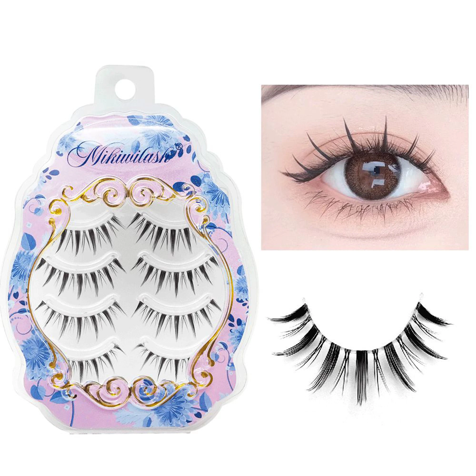 Mikiwi Manga Lashes, Japanese Clear Band Multipack False Eyelashes Natural Look, Anime Strip