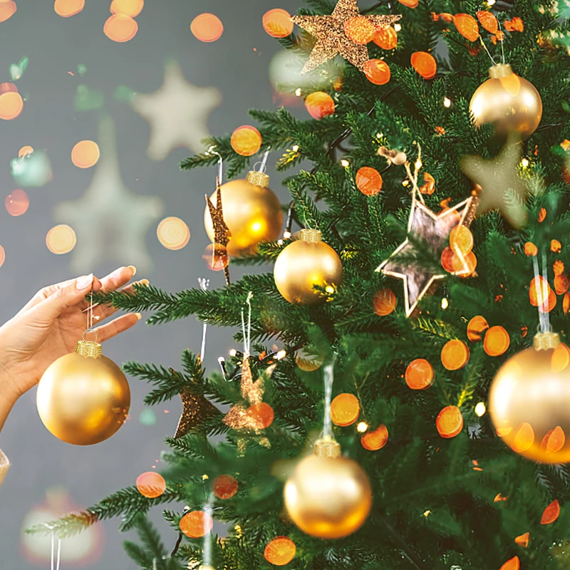 50/100/200Pcs Round Christmas Ornament Caps Hanger Strings Replacement Xmas Tree Ball Metal Cap for New Year Home DIY Decoration