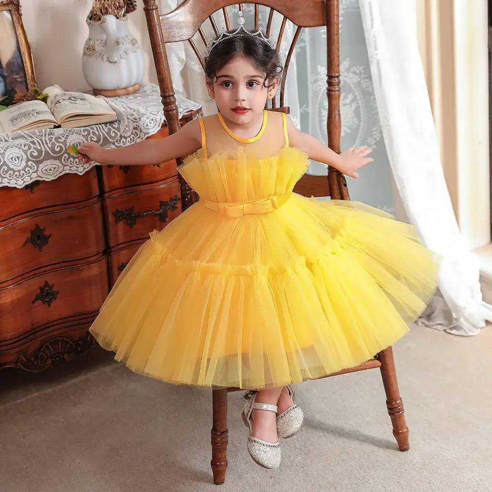 Abito giallo per bambina per ragazze Abiti da damigella d'onore per  matrimonio per bambini Tulle per bambini Compleanno Principessa Abito da  festa Abiti per neonati Abiti - AliExpress, image size:1000x1000