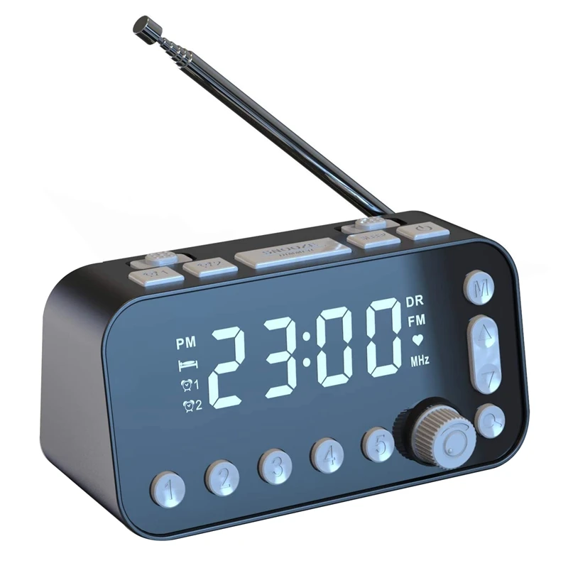 Bedside Alarm Clock DAB/FM Radio Digital LED Clock Large Sn Dual Alarm Clock Dual USB Radio Sleep Timer FM Radio Clock-AT95