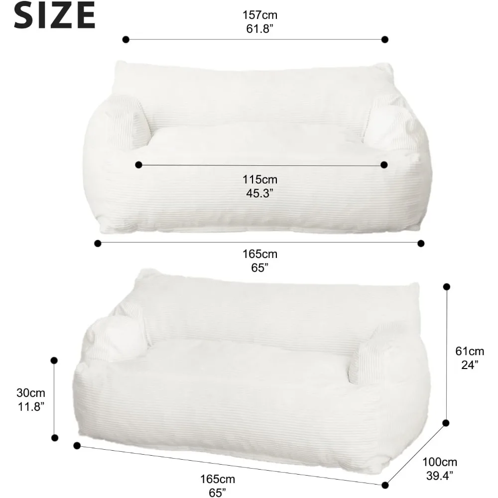 Giant Twin Size Bean Bag, Foam Filling, Includes Removable and Machine Washable Cover