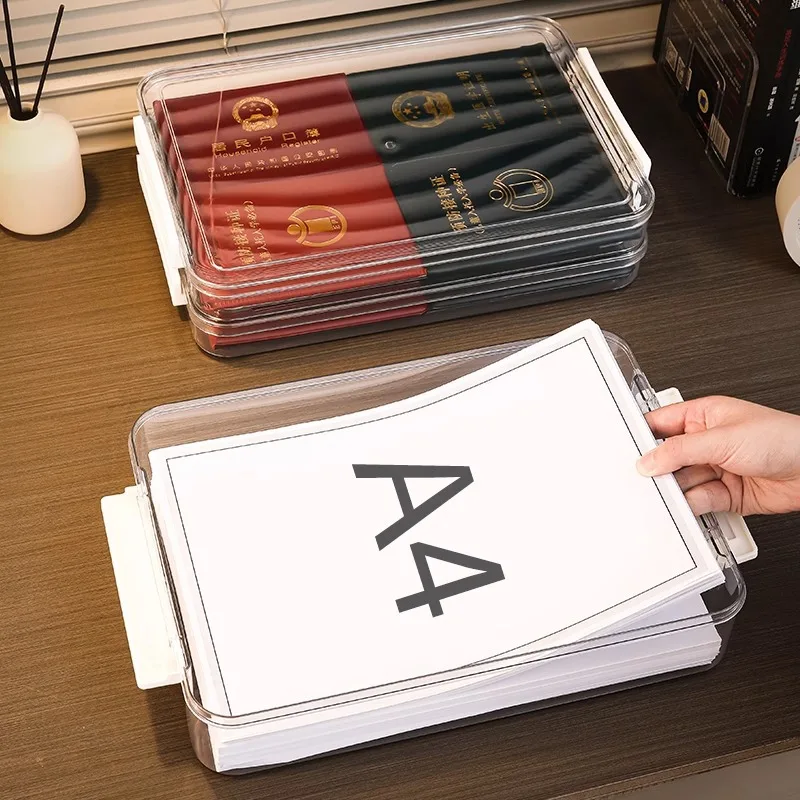 Transparent Document Storage Box A4 File Certificate Organizer Home Important Items Storage Box Household Essential Document... - 4