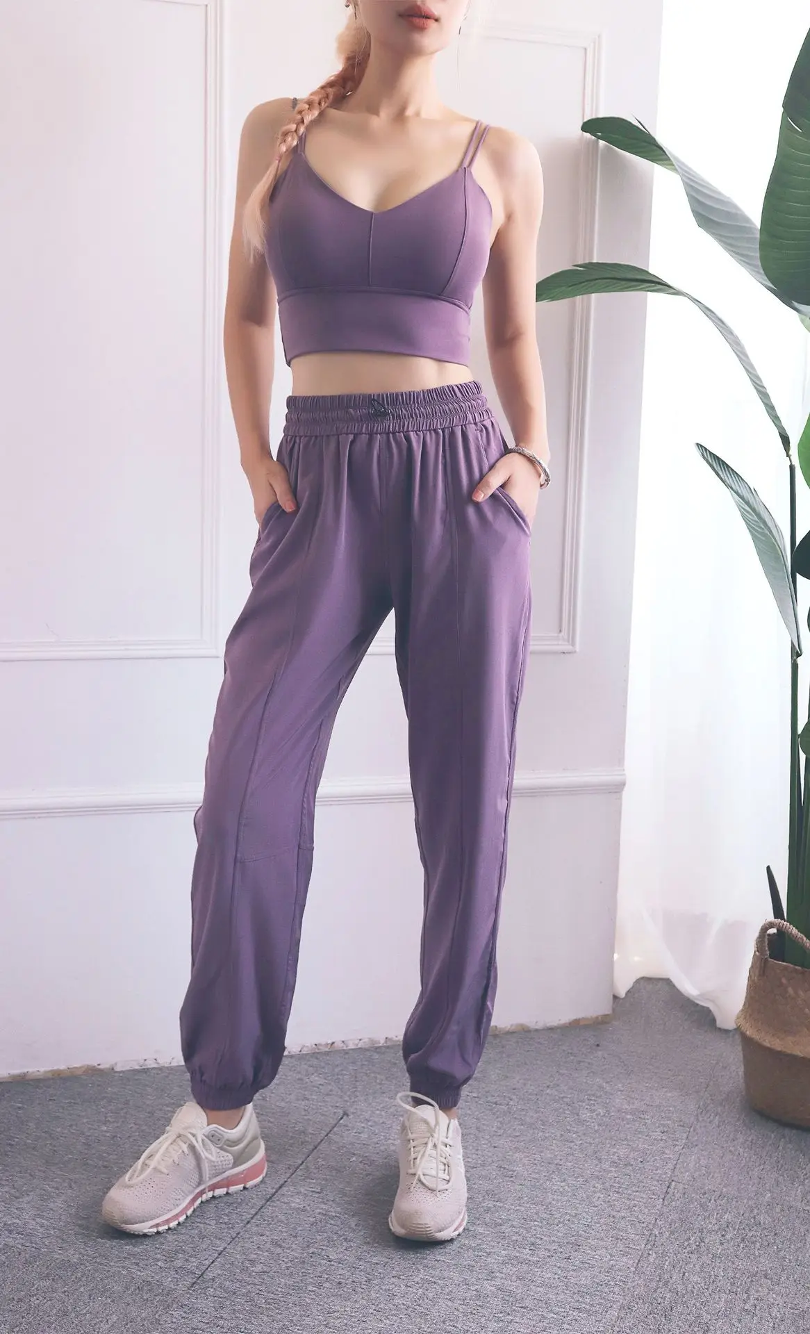 Damen Yoga hosen dünne atmungsaktive feste Hose mit hoher Taille trocknen schnell Joggen Fitness Sonnenschutz Freizeit komfort 2024 – Detail 17