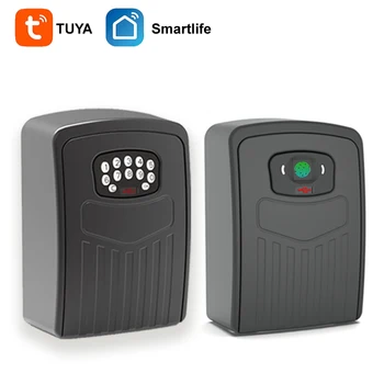 TUYA Fingerprint or Password Safe Key Box Bluetooth Storage Lock Box Smart Life App Wall Mount Security Anti-theft Lockbox 1