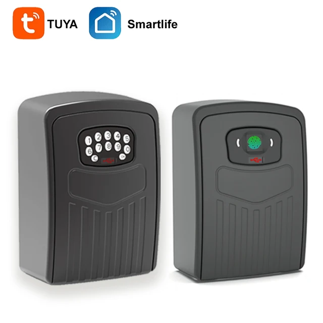TUYA Fingerprint or Password Safe Key Box Bluetooth Storage Lock Box Smart Life App Wall Mount Security Anti-theft Lockbox 1