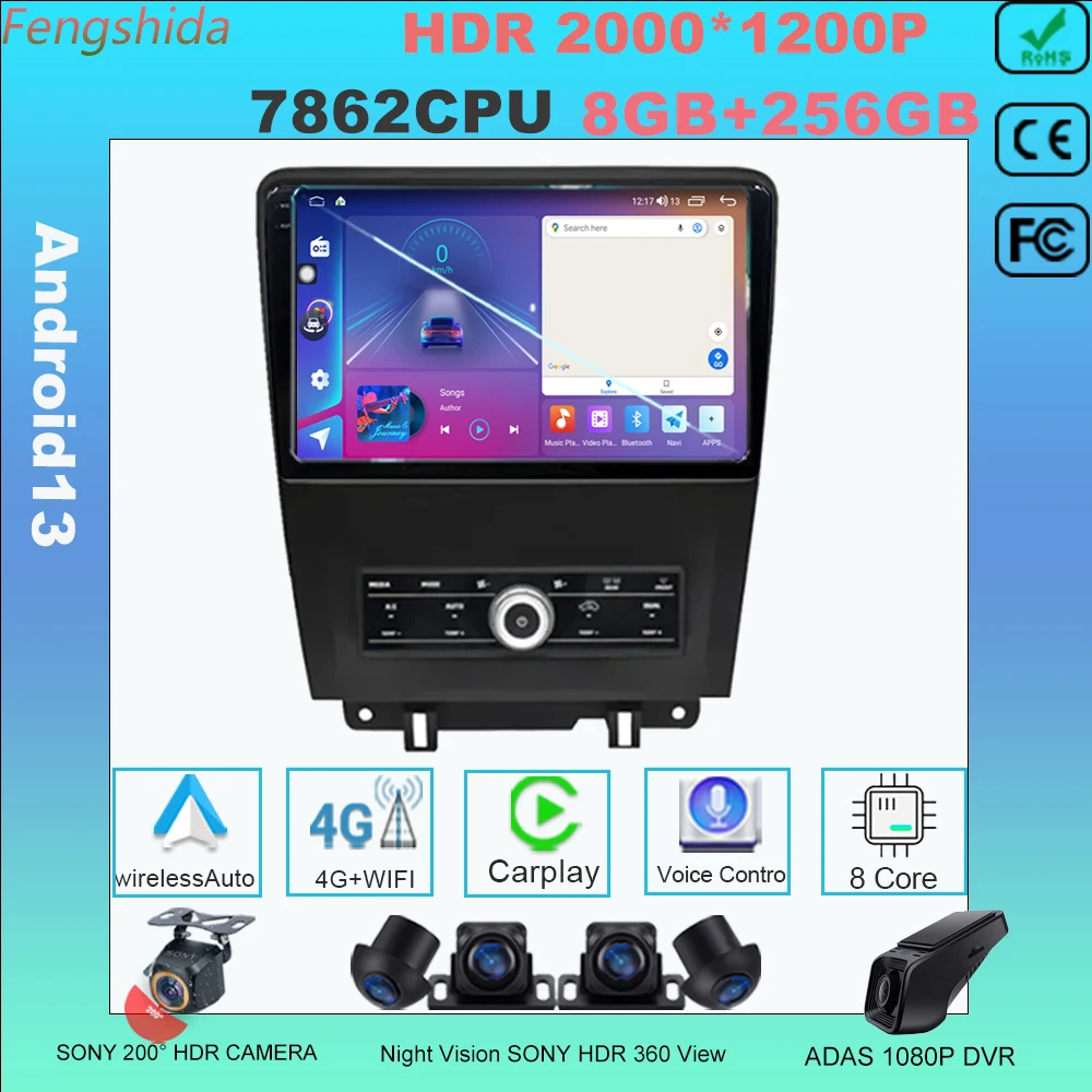 

Android мультимедиа для Ford Mustang V S-197 2009 - 2014 Авторадио 7862CPU радио QLED плеер навигация Carplay Авто HDR 5G DVD