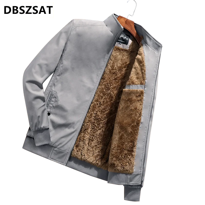 

Мужская теплая куртка-бомбер на молнии, Повседневная флисовая ветровка, толстая деловая куртка, верхняя одежда, зима 2023