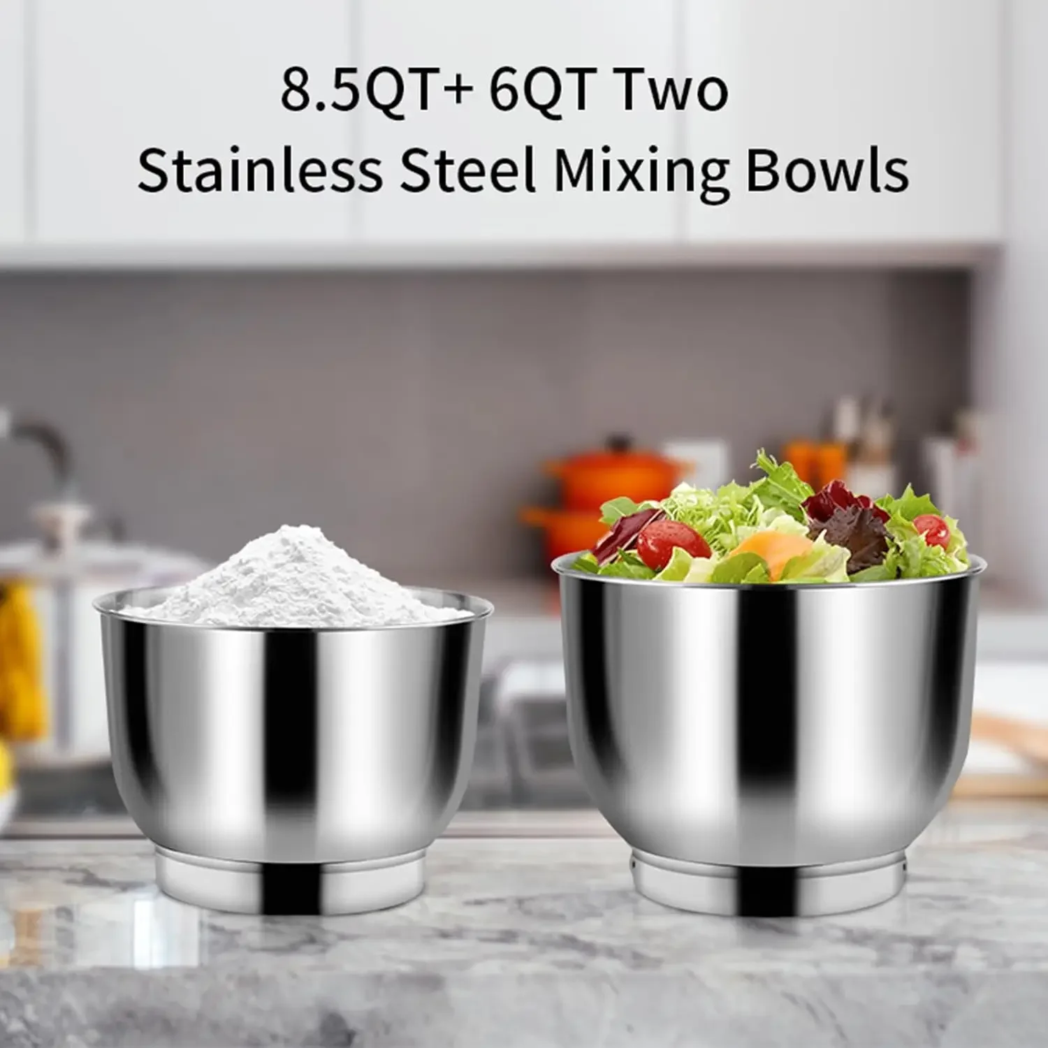 Aifeel Stand Mixer, 8.5QT+ 6QT Two Stainless Steel Bowls Electric Food Mixer, 7 in 1 Multifunctional Kitchen Mixer with Dough Ho 5
