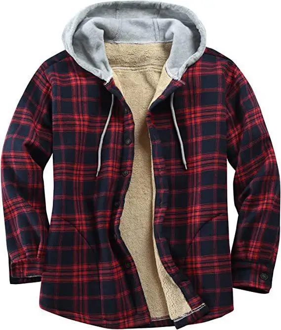 Flannel Long Sleeve Loose Casual Shirts Coats Fashion Streetwear Vintage Hoodie 2023 Men Winter Warm Plaid Splicing Jacket Coat
