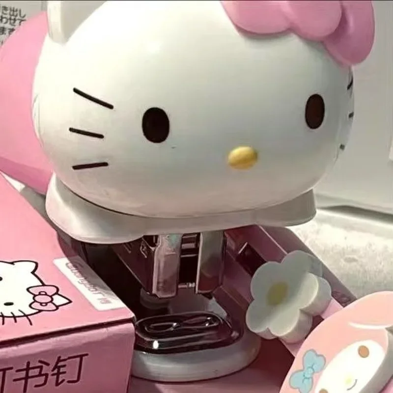 Hello Kitty Stapler Cute Kid Girl Student Office Cartoon Cat Head Portable Kawaii Mini Stapler Document Binding School Supplies hello kitty stapler