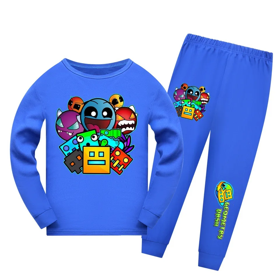New Geometry Dash Kids T-shirts Pants Pajamas Sets Summer Shorts
