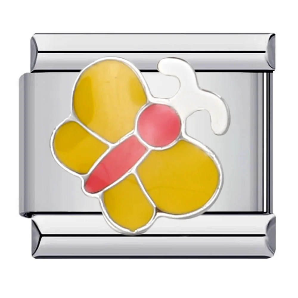 Vibrant Y2K-Inspired Butterfly, Ladybird, and Bee Charm Bracelet Links - Stainless Steel