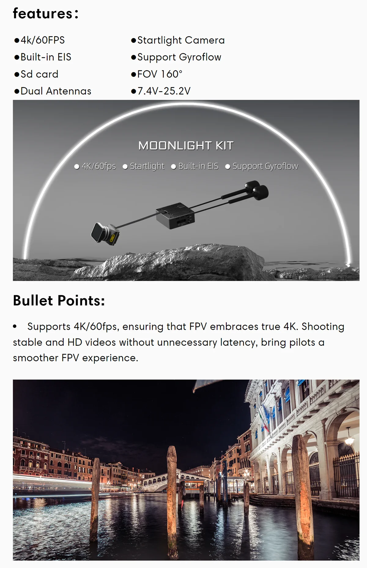 Description Picture 3 of itemCADDX Walksnail Moonlight Kit Starlight Sensor Camera ND8 Filters 4k/60FPS SD Card Built-in EIS Gyroflow FOV 160° For FPV Drone