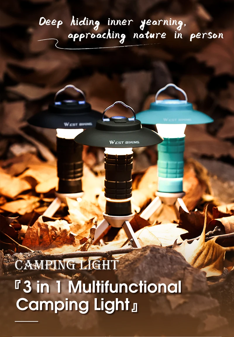 Camping Light Outdoor LED USB Rechargeable Camping Accessories Lantern With Magnetic 3 Modes Light Hanging Tent Light