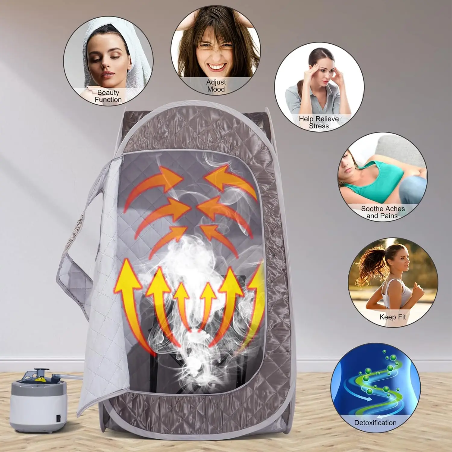 Sauna Set Portable Steam Sauna Personal Home Spa with 4L & 1500W Large Steam Generator for Relaxation Folding Sauna 2