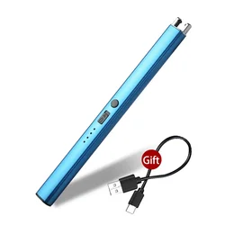 Windproof USB Rechargeable Plasma Candle Lighter for Indoor and Outdoor Use (Blue)